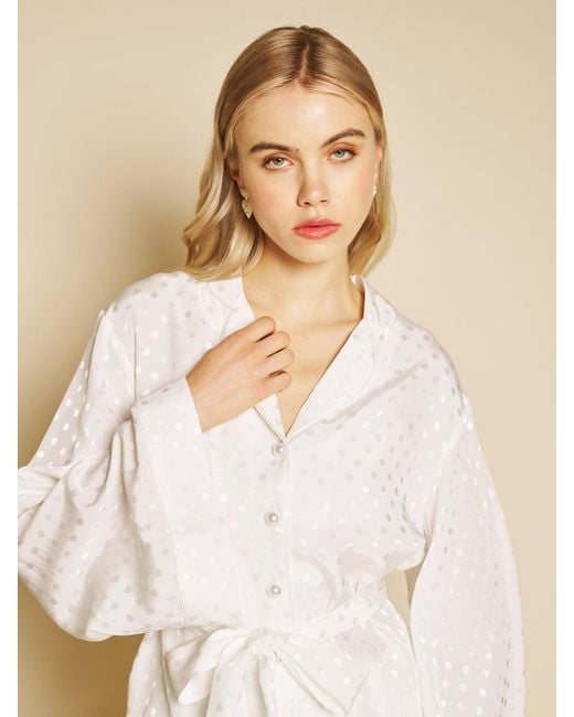 Sister Jane Natural Perle Spot Belted Blouse