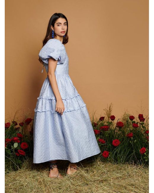 Sister Jane Dream Hallie Jacquard Midi Dress in Blue | Lyst