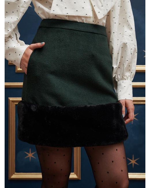 Sister Jane Blue Fortune Faux Fur Mini Skirt