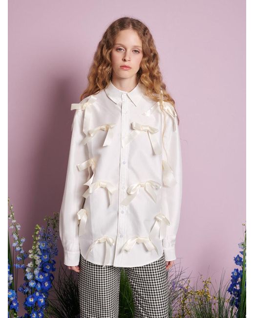 Sister Jane Purple Snowdrop Satin Bow Shirt