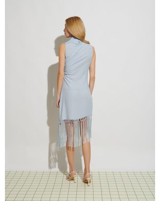 Sister Jane Blue Ghospell Mona Fringed Mini Dress