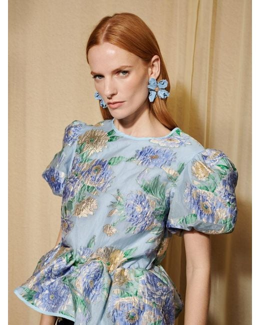 Sister Jane Dream Lilt Floral Jacquard Top in Blue | Lyst
