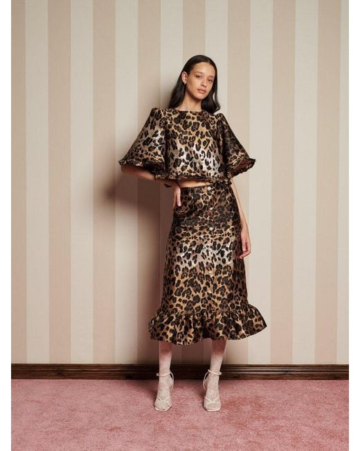 Sister Jane Brown Suite Leopard Jacquard Top