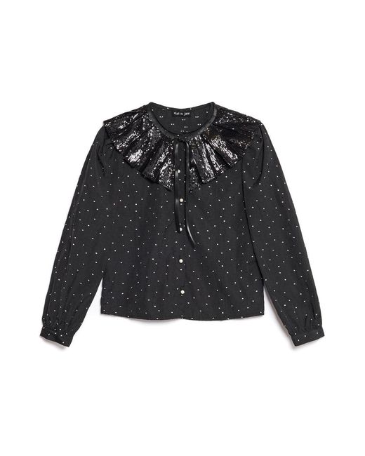 Sister Jane Blue Waltz Sequin Collar Blouse