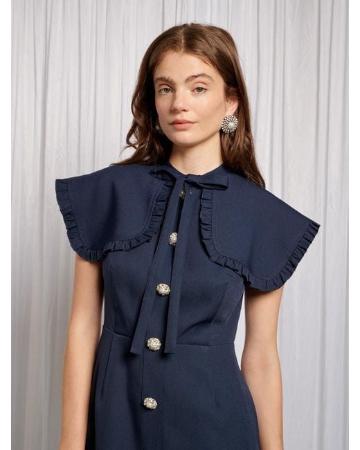 Sister Jane Blue Bibi Bib Collar Midi Dress