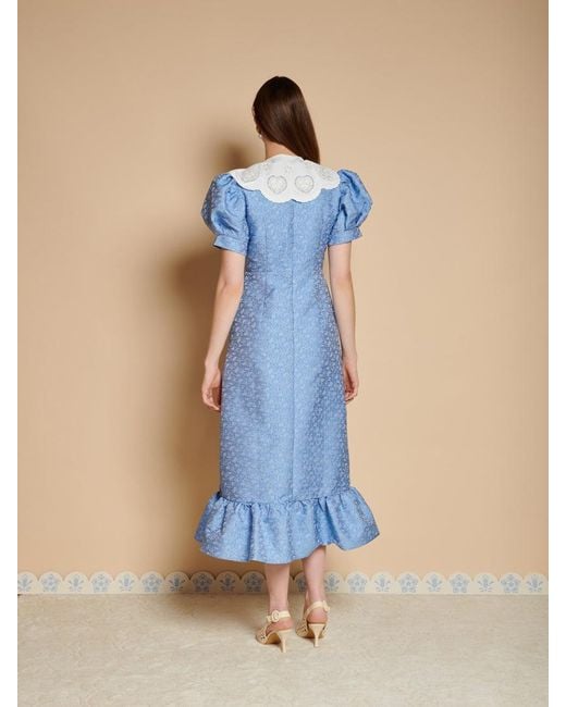 Sister Jane Blue Alice Jacquard Midi Dress