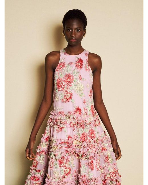 Sister Jane Dream Rosier Jacquard Ruffle Maxi Dress in Pink | Lyst