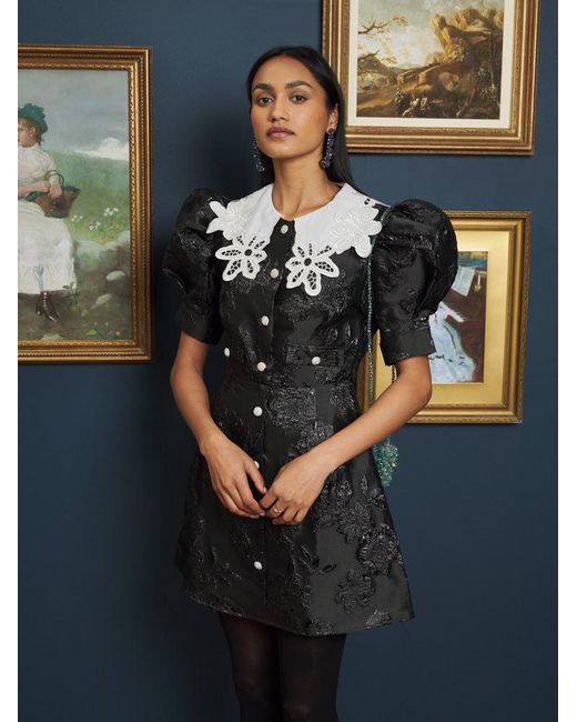Sister Jane Blue Victoria Jacquard Mini Dress