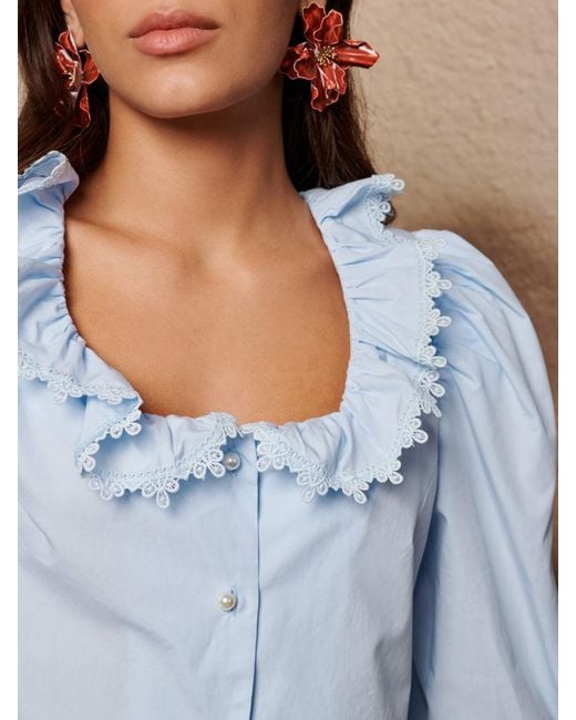 Sister Jane Blue Veil Ruffle Top