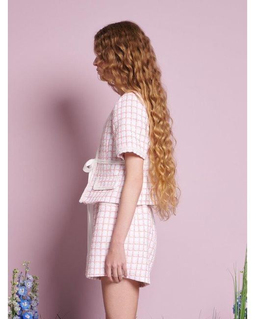 Sister Jane Pink Wildflower Tweed Tie Top
