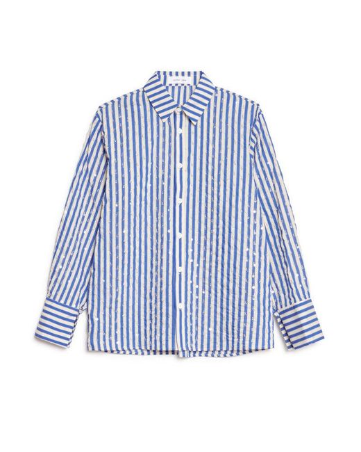 Sister Jane Blue Paros Stripe Embellished Shirt