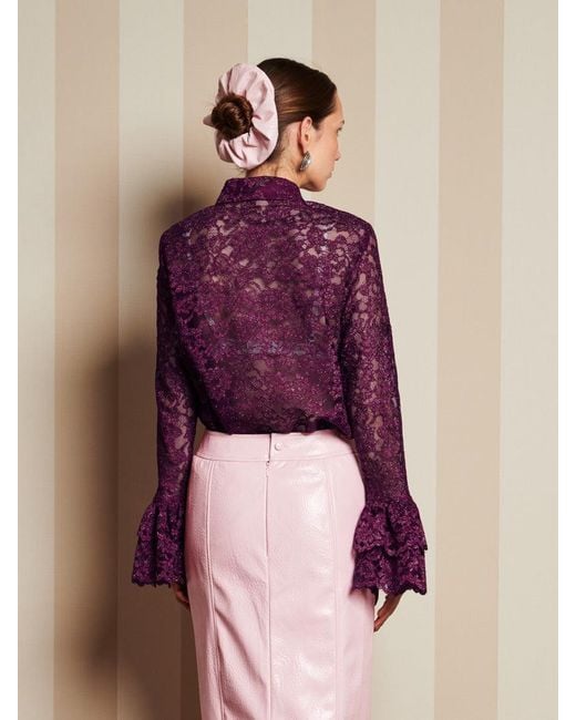 Sister Jane Purple Dream Quill Lace Ruffle Blouse