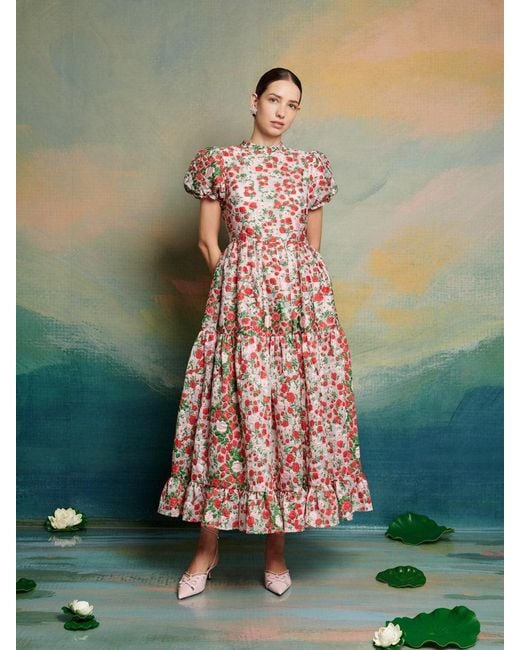 Sister Jane Dream Charm Floral Jacquard Midi Dress in Green