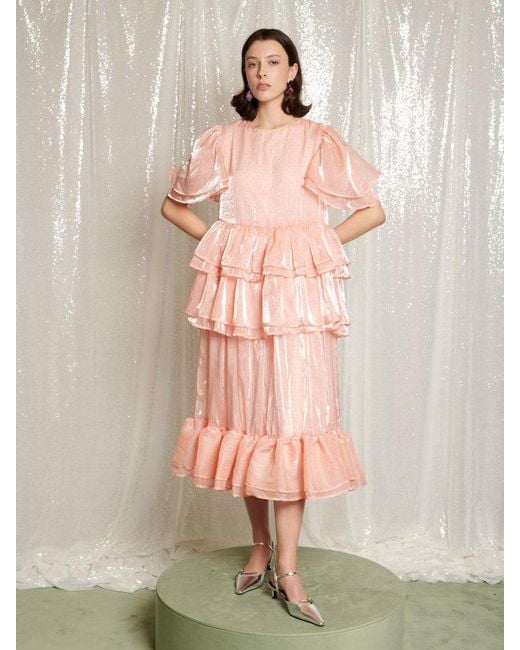 Sister Jane Pink Reverie Ruffle Midi Dress
