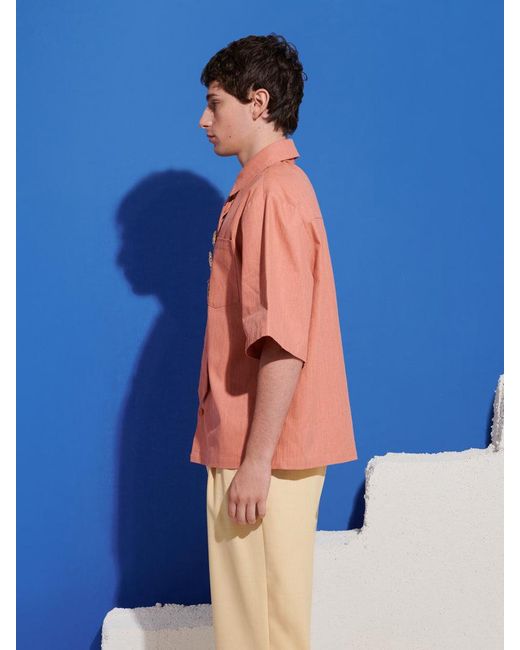Sister Jane Blue Ochre Boxy Shirt With Tie Pins