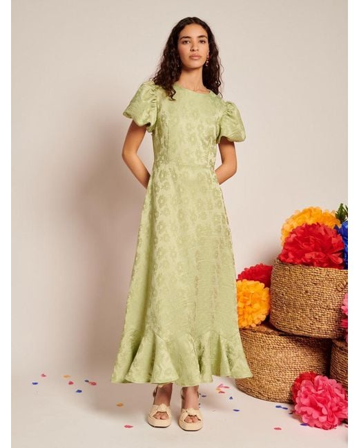 Sister Jane Olive Ruffle Midi Dress | Lyst