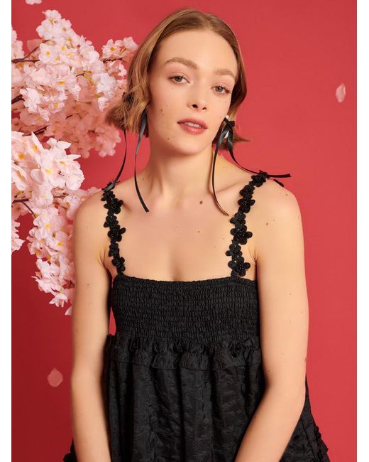 Sister Jane Red Dream Enflower Jacquard Mini Dress