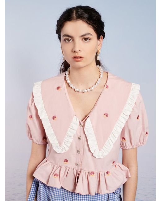 Sister Jane Cotton Pure Pearls Embroidered Blouse Lyst UK