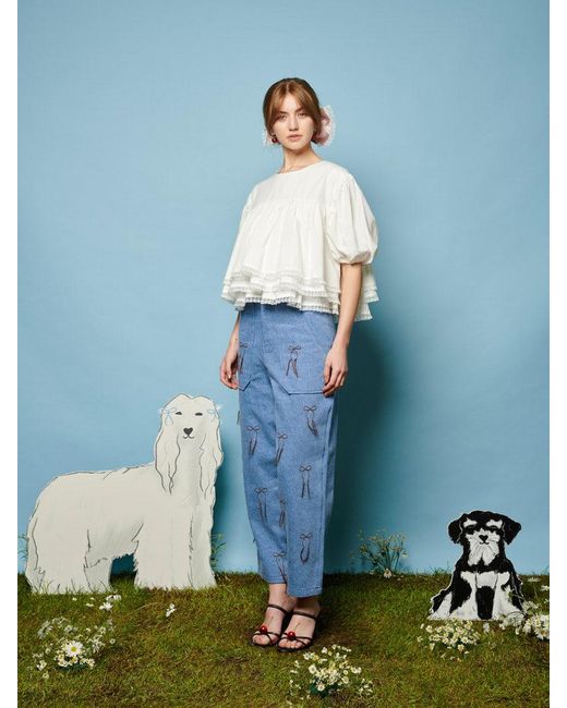 Sister Jane Blue Honeycomb Denim Trousers