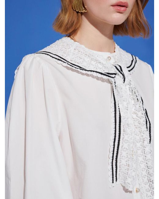 Sister Jane Blue Cleo Collar Tie Blouse