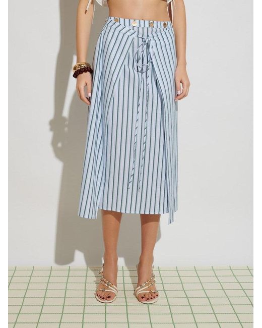 Sister Jane Blue Ghospell Saafiya Striped Midi Skirt