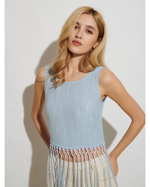 Sister Jane Blue Ghospell Mona Fringed Top