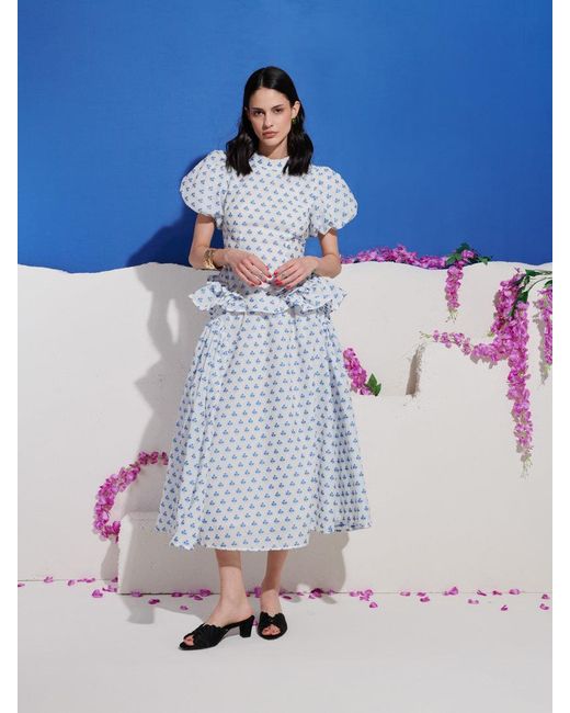 Sister Jane Blue Dream Sea Salt Jacquard Midi Skirt