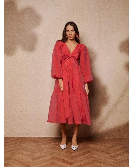 Sister Jane Red Sunrise Bow Midi Dress
