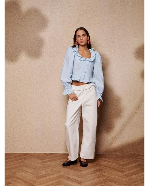 Sister Jane Blue Veil Ruffle Top