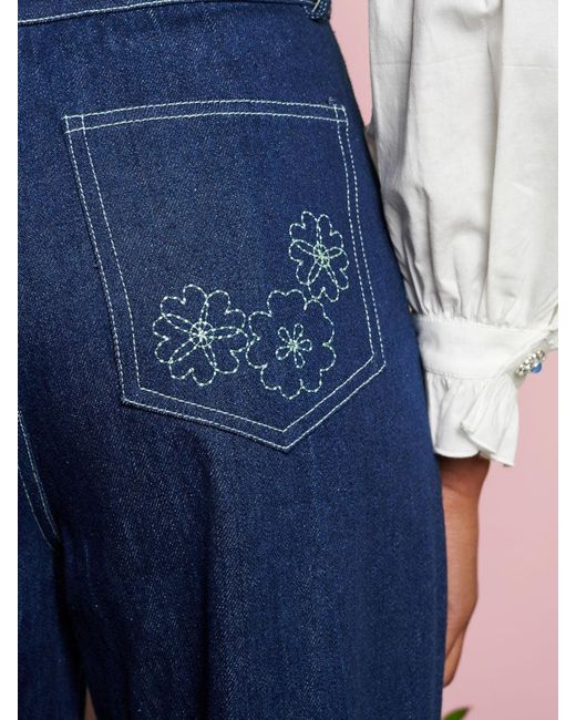 Sister Jane Blue Dream Rosie Denim Embroidery Trousers