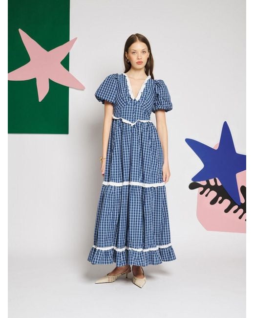 Sister Jane Blue Celeste Check Maxi Dress