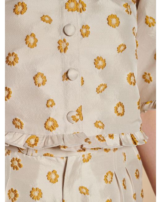 Sister Jane Natural Mora Jacquard Ruffle Top