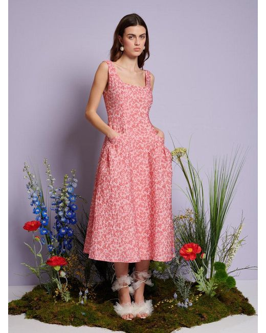 Sister Jane Dream Zinnia Jacquard Midi Dress in Pink | Lyst