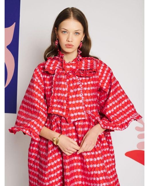 Sister Jane Red Clara Cherry Jacquard Mini Dress
