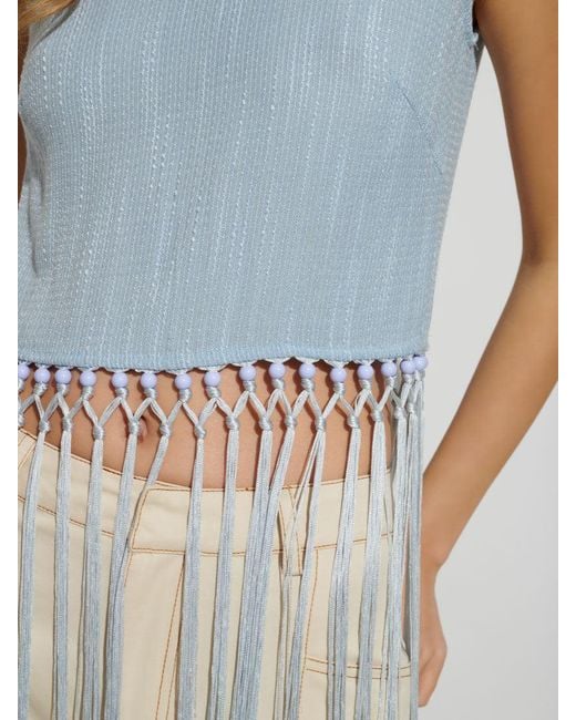 Sister Jane Blue Ghospell Mona Fringed Top