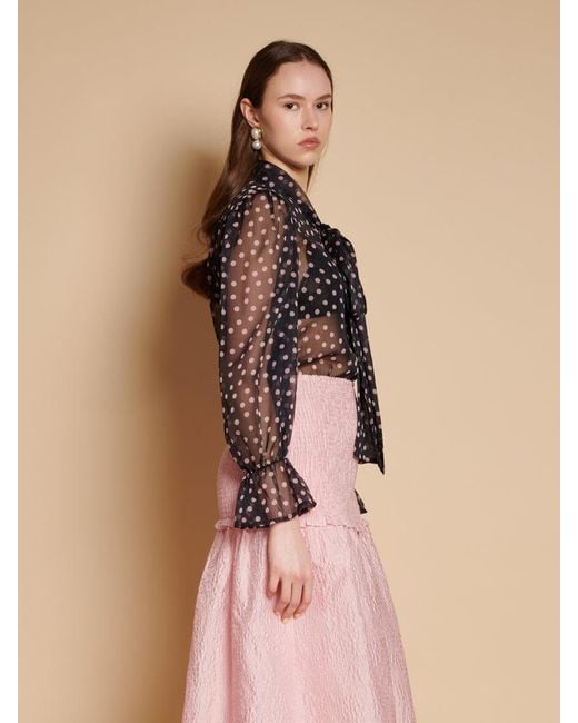 Sister Jane Natural Painterly Polka Chiffon Blouse