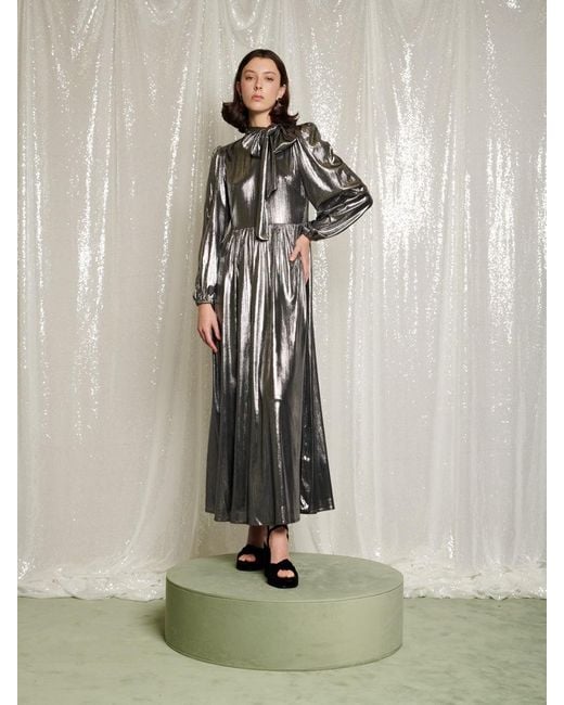 Sister Jane Natural Disco Darling Lame Maxi Dress