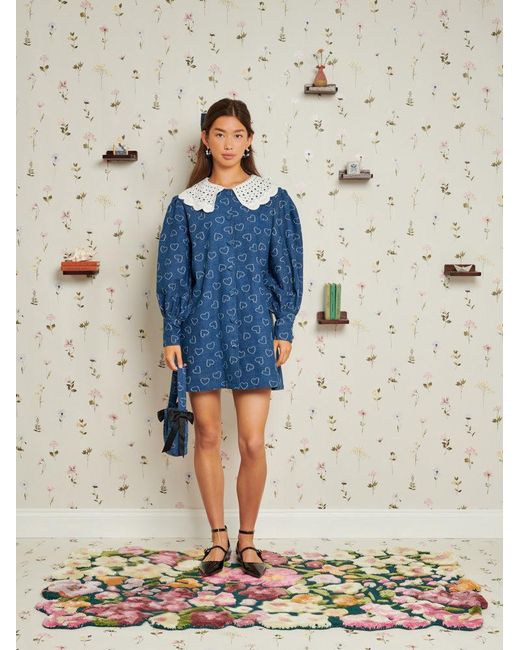 Sister Jane Prize Heart Denim Mini Dress in Blue | Lyst