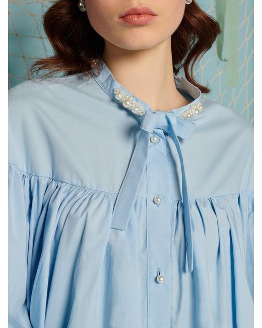 Sister Jane Blue Seashell Pearl Blouse