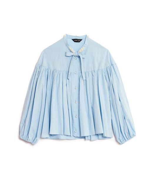 Sister Jane Blue Seashell Pearl Blouse