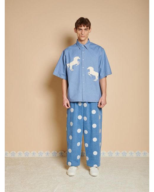 Sister Jane Blue Dala Applique Boxy Shirt