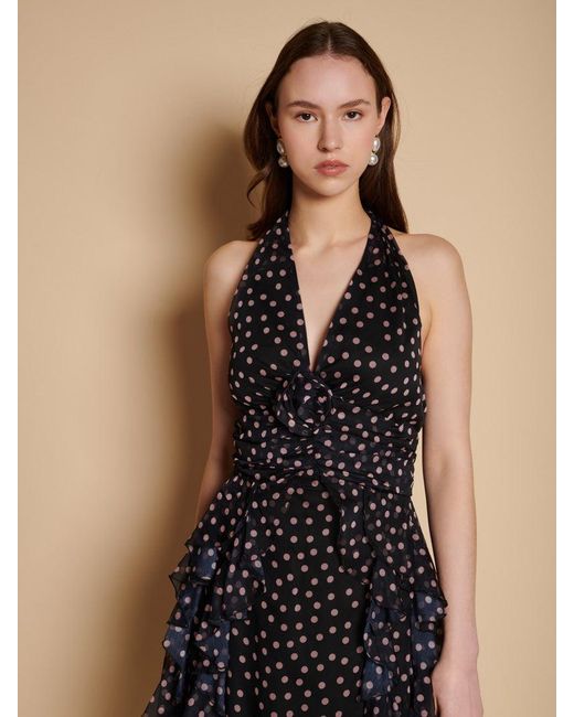 Sister Jane Natural Painterly Polka Chiffon Midi Dress