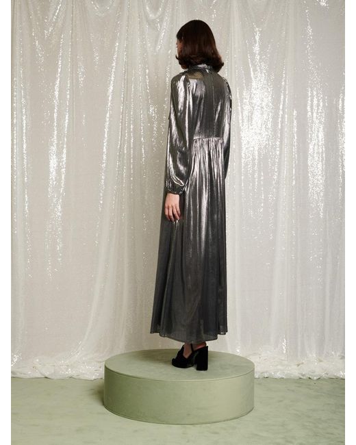 Sister Jane Natural Disco Darling Lame Maxi Dress