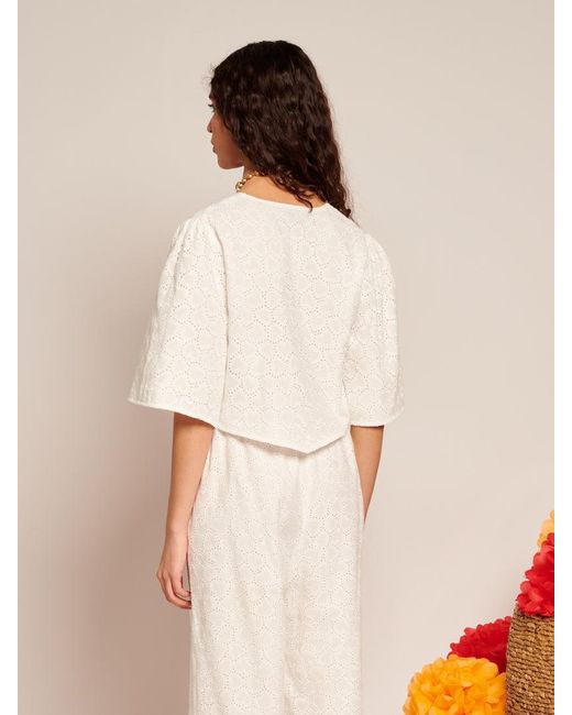 Sister Jane White Blanca Broderie Anglaise Top