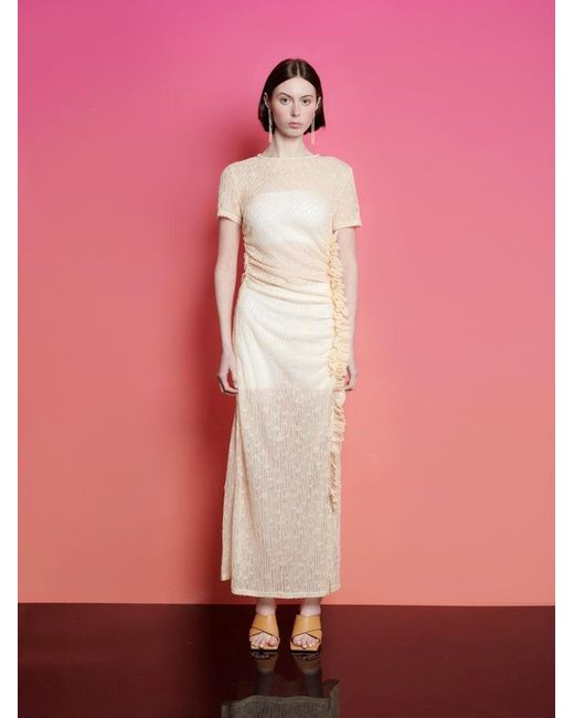 Sister Jane Pink Ghospell Lucia Ruched Midi Dress