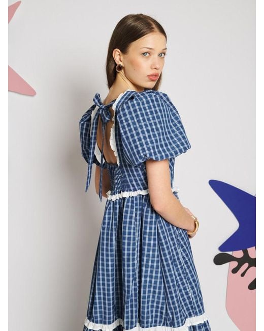 Sister Jane Blue Celeste Check Maxi Dress