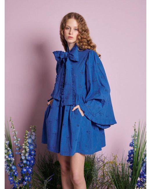 Sister Jane Blue Meadow Sage Bow Mini Dress
