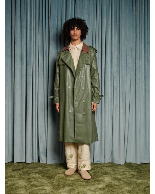 Sister Jane Blue Scout Pu Trench Coat