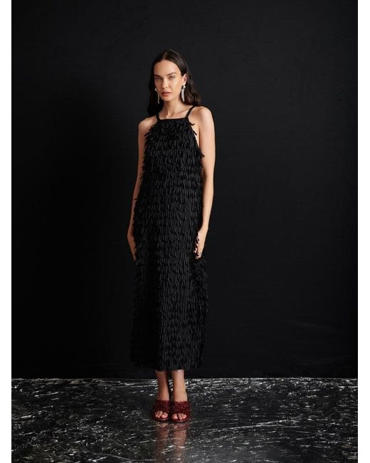 Sister Jane Black Ghospell Wyatt Texture Midi Dress