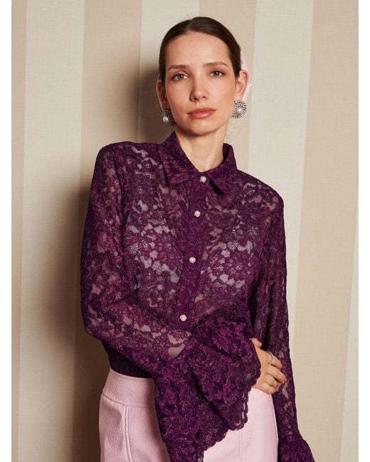 Sister Jane Purple Dream Quill Lace Ruffle Blouse